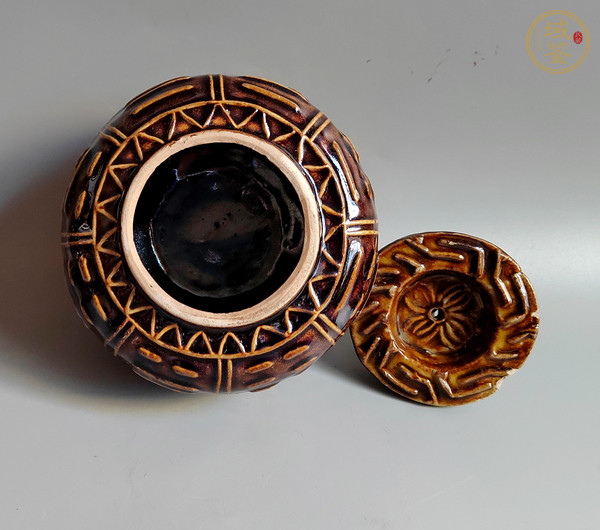 古玩陶瓷褐釉茶葉罐真品鑒賞圖