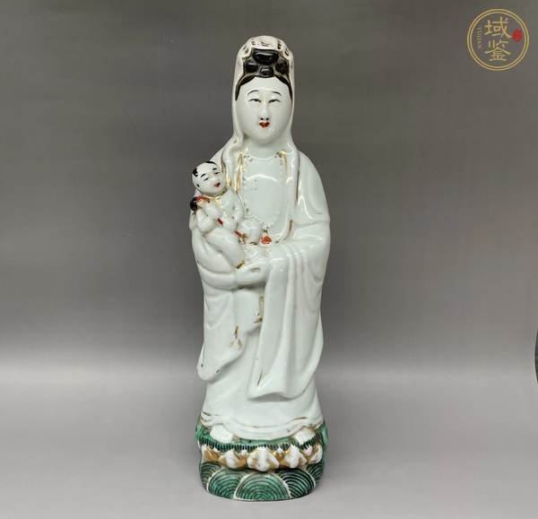 古玩陶瓷白釉瓷塑觀音像真品鑒賞圖