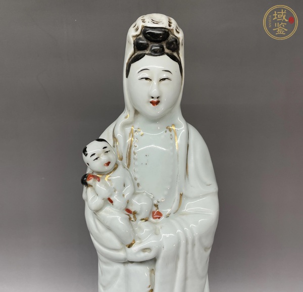 古玩陶瓷白釉瓷塑觀音像真品鑒賞圖