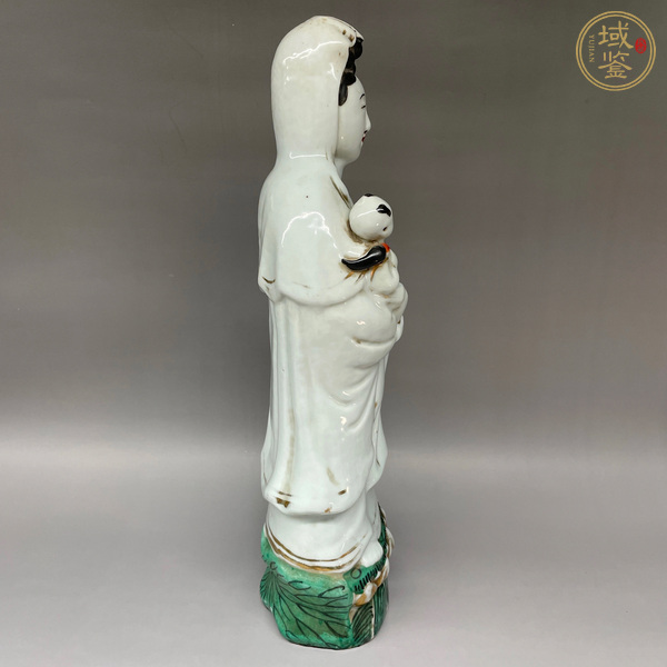古玩陶瓷白釉瓷塑觀音像真品鑒賞圖
