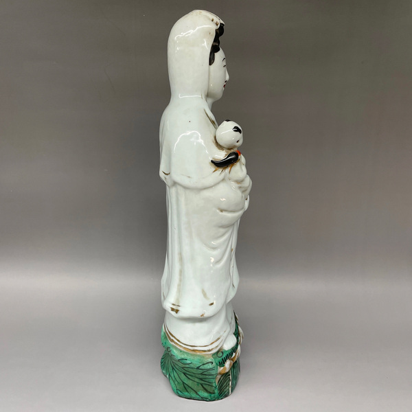 古玩陶瓷白釉粉彩送子大觀音拍賣,當前價格4500元