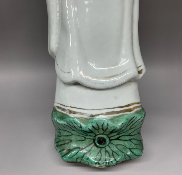 古玩陶瓷白釉粉彩送子大觀音拍賣，當前價格4500元
