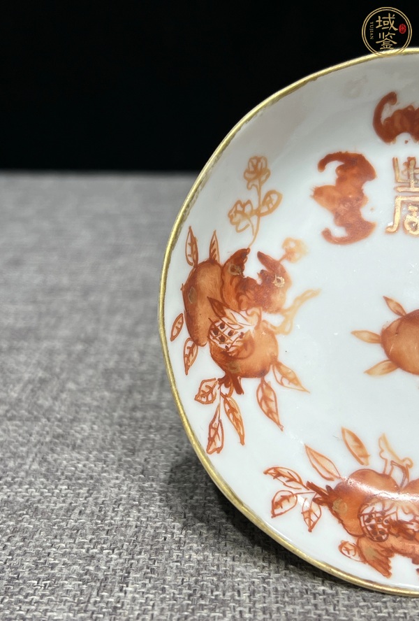 古玩陶瓷晚清礬紅描金小碟真品鑒賞圖