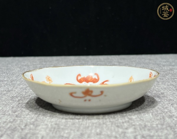 古玩陶瓷晚清礬紅描金小碟真品鑒賞圖