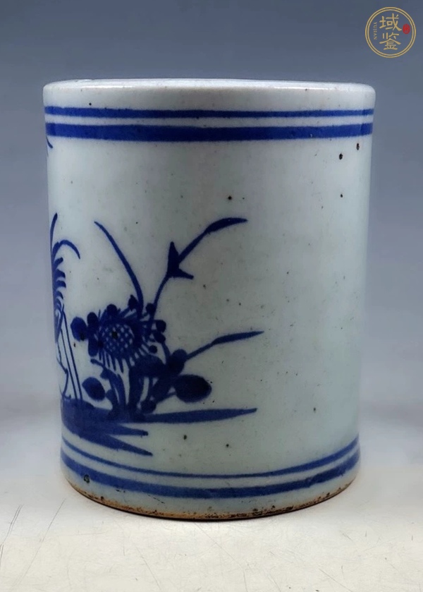 古玩陶瓷青花雞紋筆筒真品鑒賞圖