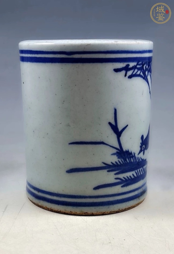 古玩陶瓷青花雞紋筆筒真品鑒賞圖