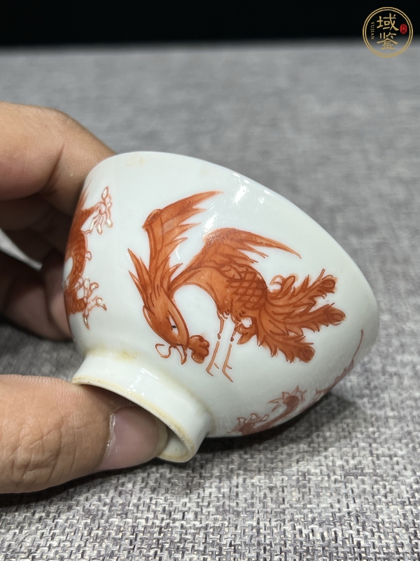 古玩陶瓷龍鳳紋礬紅杯真品鑒賞圖