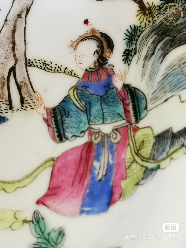 古玩陶瓷粉彩人物故事盤真品鑒賞圖