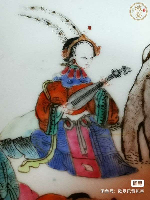 古玩陶瓷粉彩人物故事盤真品鑒賞圖