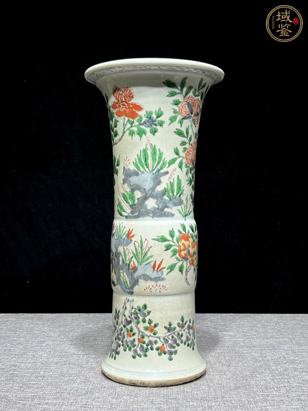 古玩陶瓷花鳥(niǎo)紋五彩花觚真品鑒賞圖