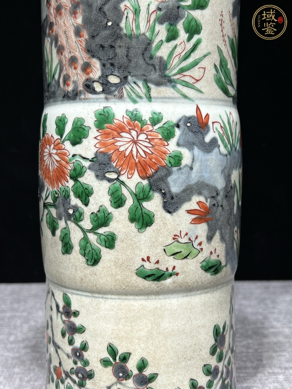 古玩陶瓷花鳥(niǎo)紋五彩花觚真品鑒賞圖