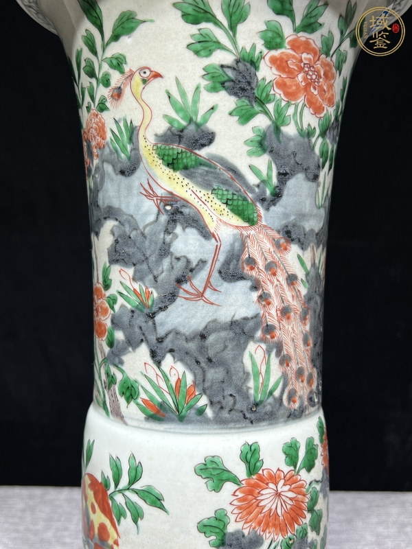 古玩陶瓷花鳥(niǎo)紋五彩花觚真品鑒賞圖