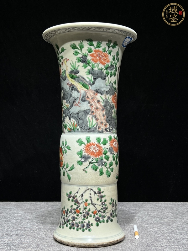 古玩陶瓷花鳥(niǎo)紋五彩花觚真品鑒賞圖