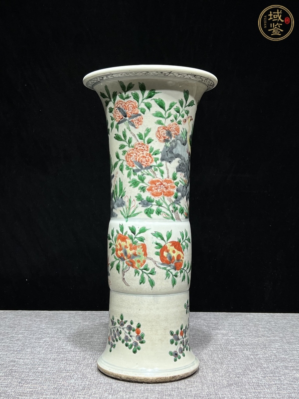 古玩陶瓷花鳥(niǎo)紋五彩花觚真品鑒賞圖