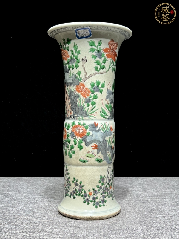 古玩陶瓷花鳥(niǎo)紋五彩花觚真品鑒賞圖