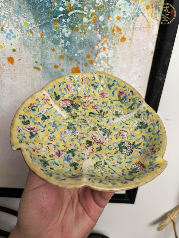 古玩陶瓷同治細(xì)路粉彩供盤真品鑒賞圖