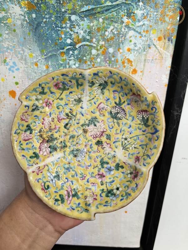 古玩陶瓷同治細(xì)路粉彩供盤真品鑒賞圖