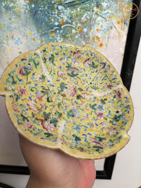 古玩陶瓷同治細(xì)路粉彩供盤真品鑒賞圖