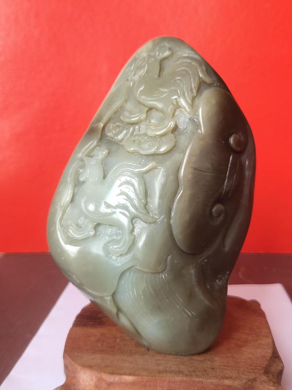 古玩玉器和田玉雕“官上加官”擺件拍賣，當(dāng)前價(jià)格25000元