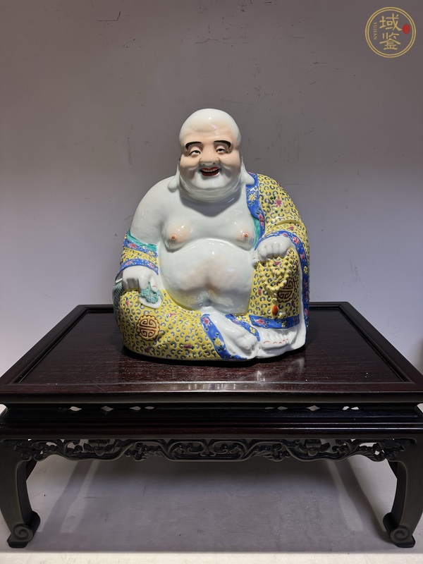 古玩陶瓷粉彩花卉紋彌勒佛像真品鑒賞圖