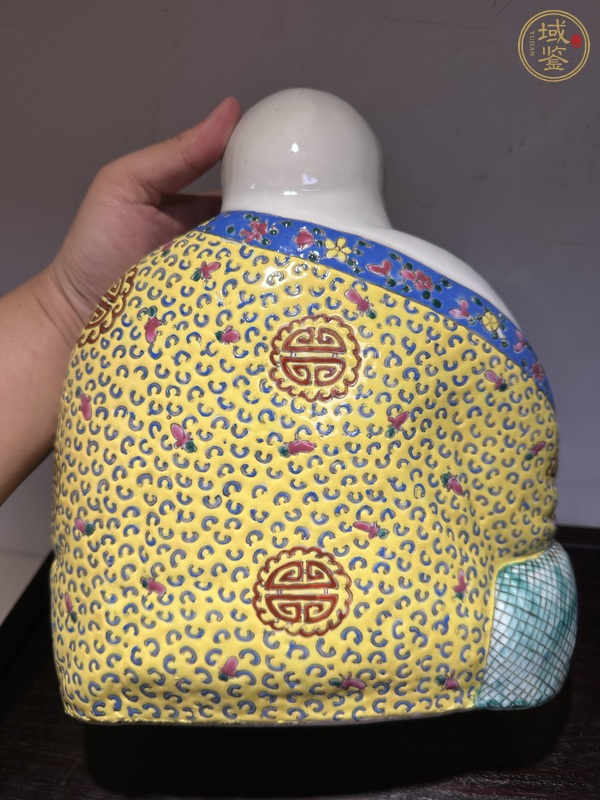 古玩陶瓷粉彩花卉紋彌勒佛像真品鑒賞圖