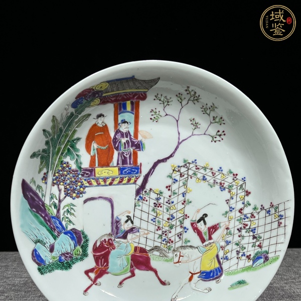 古玩陶瓷粉彩人物故事紋盤(pán)真品鑒賞圖