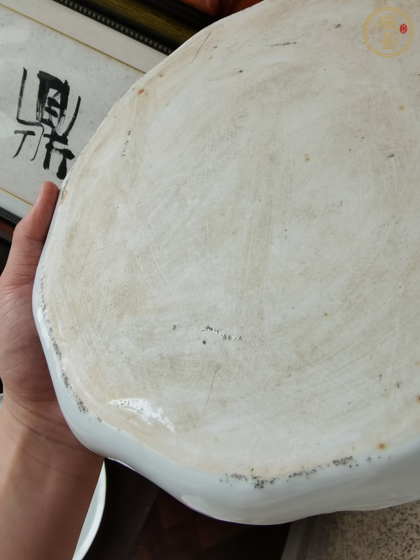 古玩陶瓷粉彩花卉詩文茶盤真品鑒賞圖