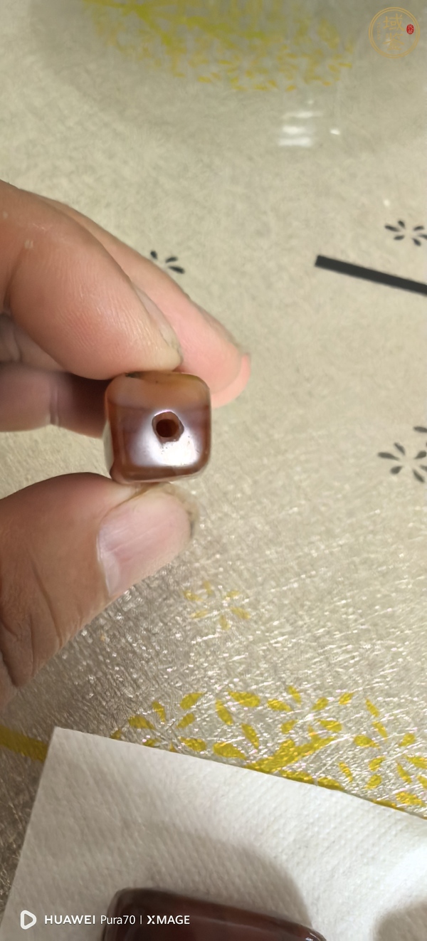 古玩玉器瑪瑙方型珠真品鑒賞圖