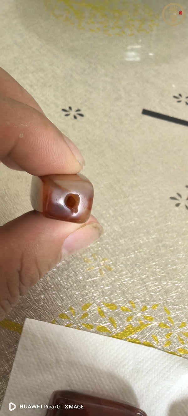 古玩玉器瑪瑙方型珠真品鑒賞圖