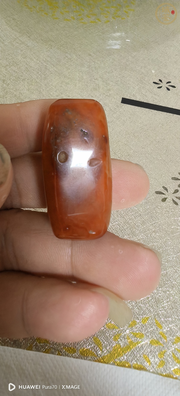 古玩玉器瑪瑙方型珠真品鑒賞圖