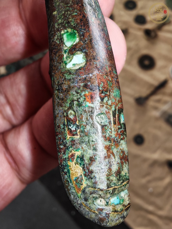 古玩銅器戰(zhàn)國(guó)錯(cuò)金帶鉤真品鑒賞圖