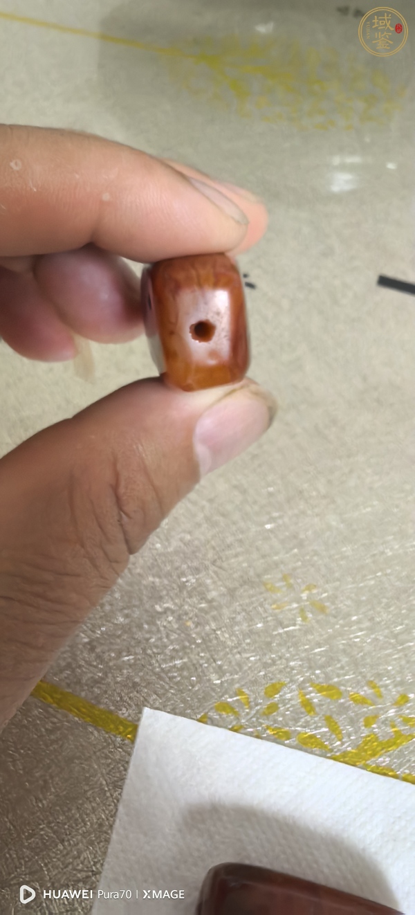 古玩玉器瑪瑙方型珠真品鑒賞圖