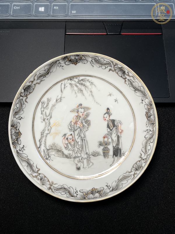 古玩墨彩描金盤真品鑒賞圖