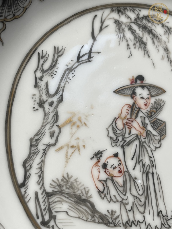 古玩陶瓷墨彩描金盤真品鑒賞圖