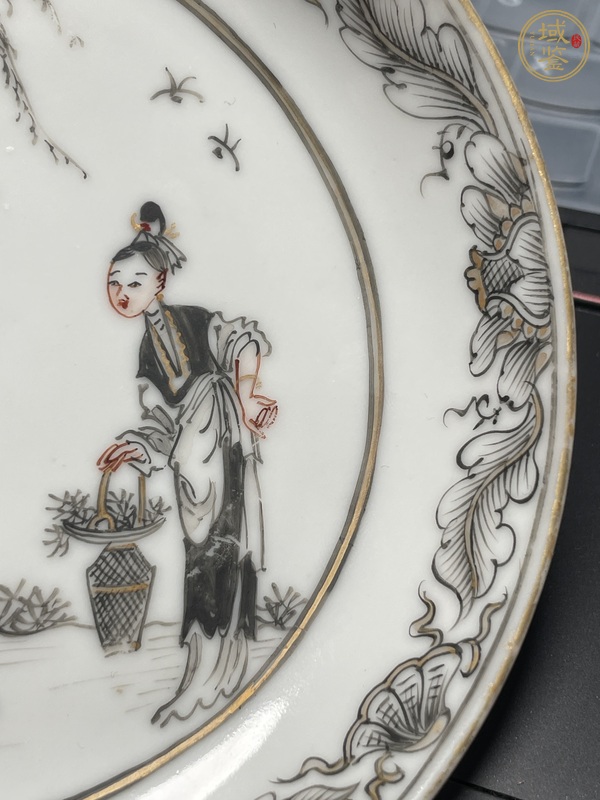 古玩陶瓷墨彩描金盤真品鑒賞圖