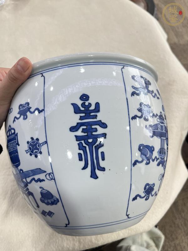 古玩陶瓷博古圖青花缸真品鑒賞圖