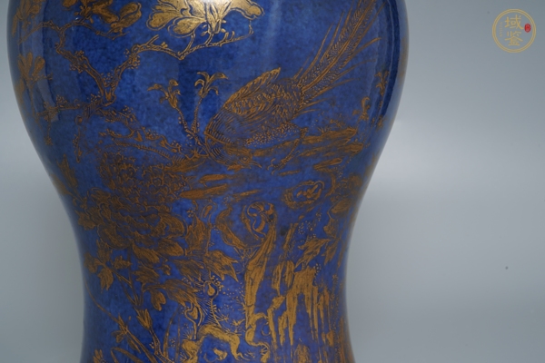 古玩陶瓷祭藍(lán)釉描金鳳尾尊真品鑒賞圖