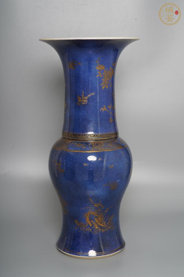 古玩陶瓷祭藍(lán)釉描金鳳尾尊真品鑒賞圖