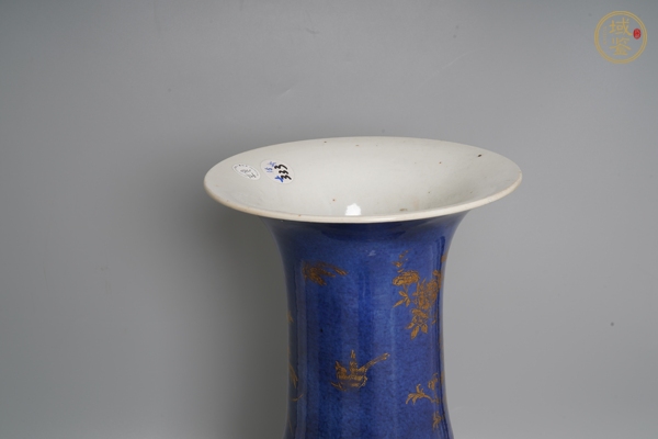 古玩陶瓷祭藍(lán)釉描金鳳尾尊真品鑒賞圖