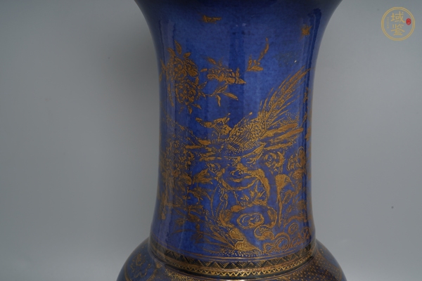 古玩陶瓷祭藍(lán)釉描金鳳尾尊真品鑒賞圖