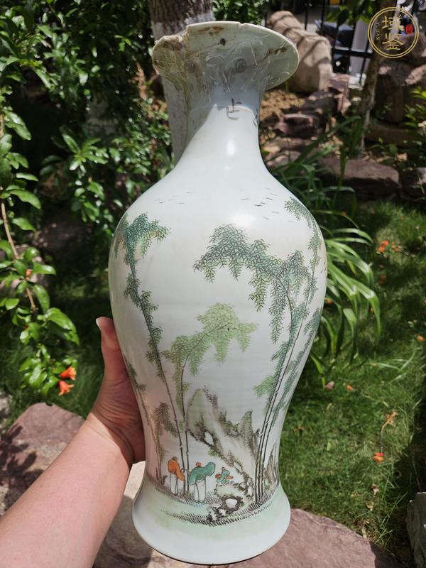 古玩陶瓷粉彩竹林七賢觀音瓶真品鑒賞圖
