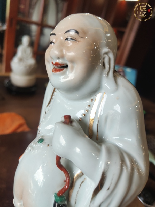 古玩陶瓷白釉彌勒佛像真品鑒賞圖