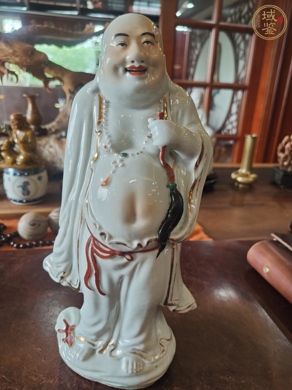 古玩陶瓷白釉彌勒佛像真品鑒賞圖