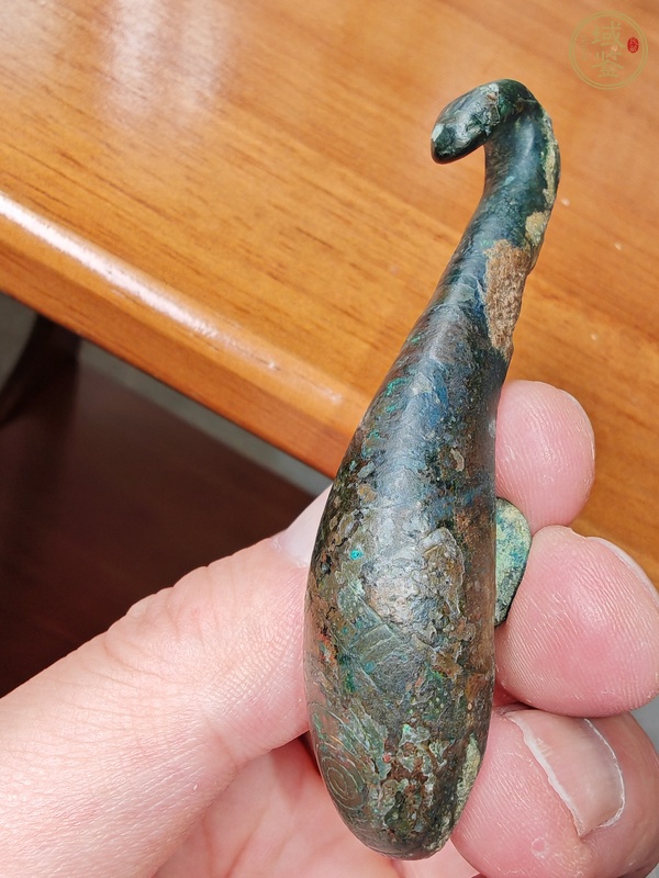 古玩銅器戰(zhàn)漢錯銀帶鉤真品鑒賞圖