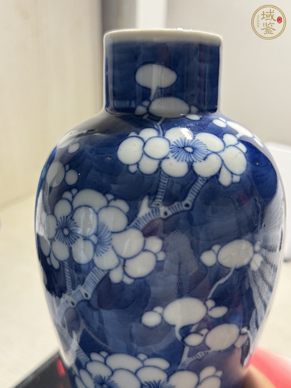 古玩陶瓷青花留白冰梅紋雞腿蓋瓶真品鑒賞圖