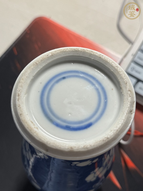 古玩陶瓷青花留白冰梅紋雞腿蓋瓶真品鑒賞圖
