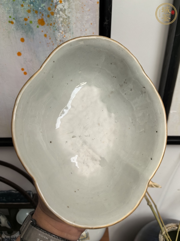 古玩陶瓷礬紅彩福壽紋貢碗真品鑒賞圖