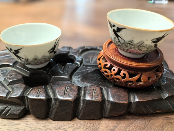 古玩轉賣晚清粉彩海晏河清圖茶杯拍賣，當前價格688元