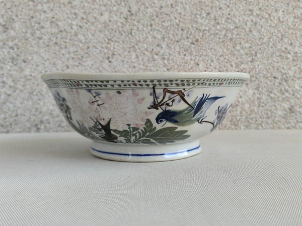 古玩陶瓷釉下彩花鳥紋碗拍賣，當前價格298元