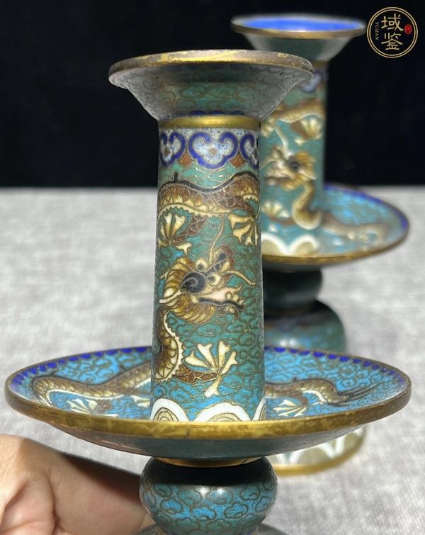 古玩雜項景泰藍(lán)燭臺真品鑒賞圖